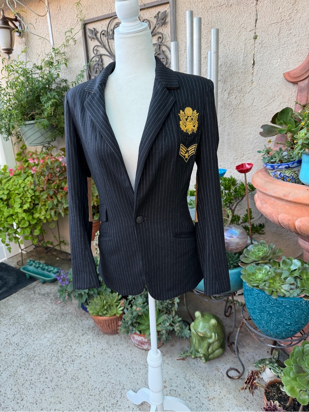 Laveer Pinstripe Wool Military Blazer Size 2